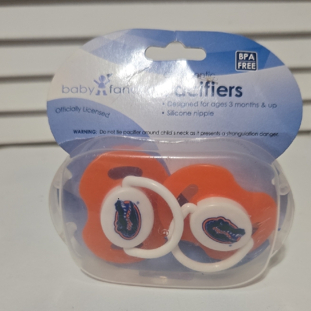 FLORIDA GATORS PACIFER SET Of 2  Baby Fanatic Orange White Pacifiers Nwb